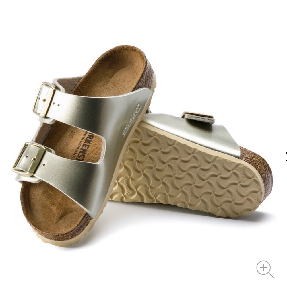 Birkenstock Arizona Youth  EU 34 Metallic Silver Gold Sandals Slip On